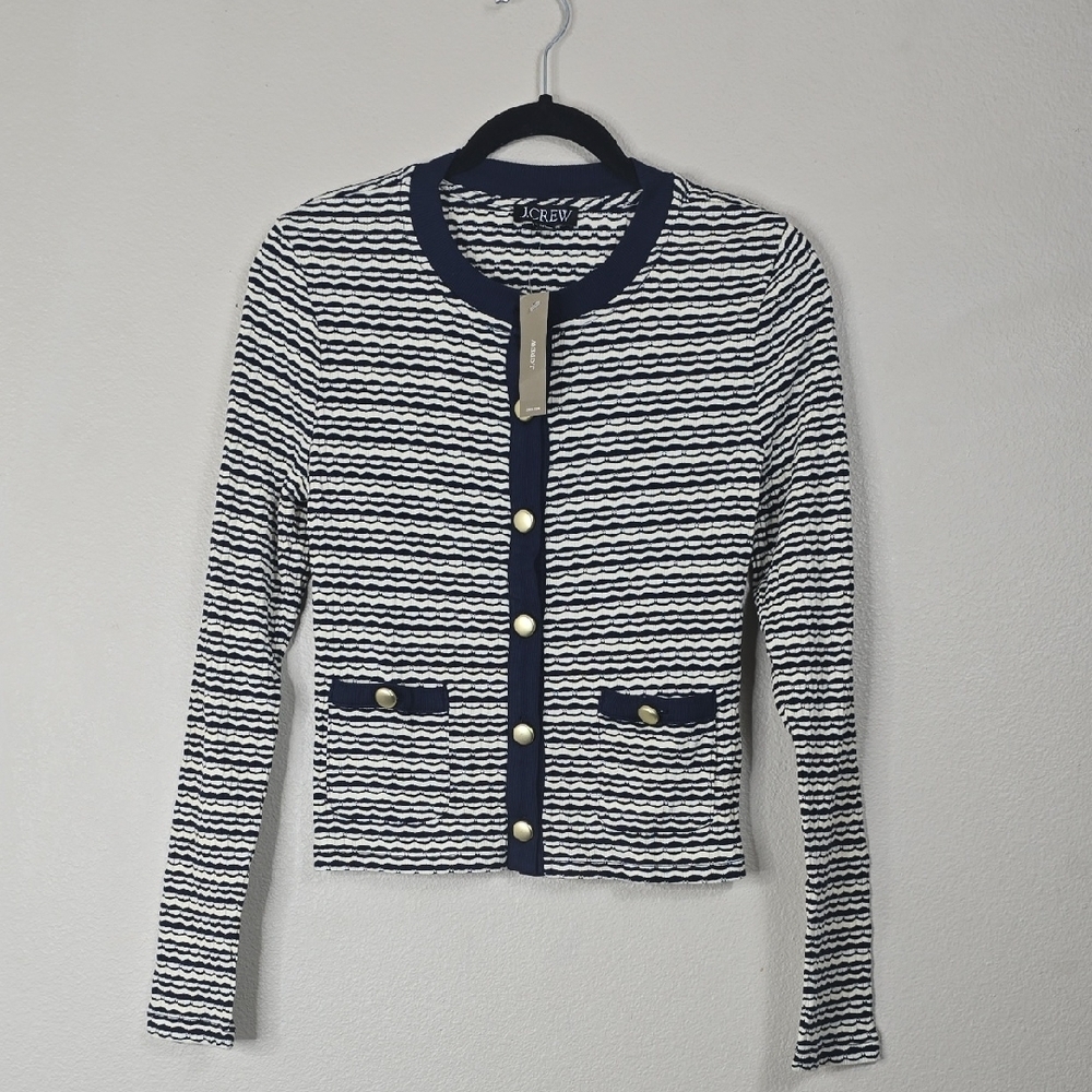 J Crew Shrunken Cardigan Button Front With Pockets Size M nWT.